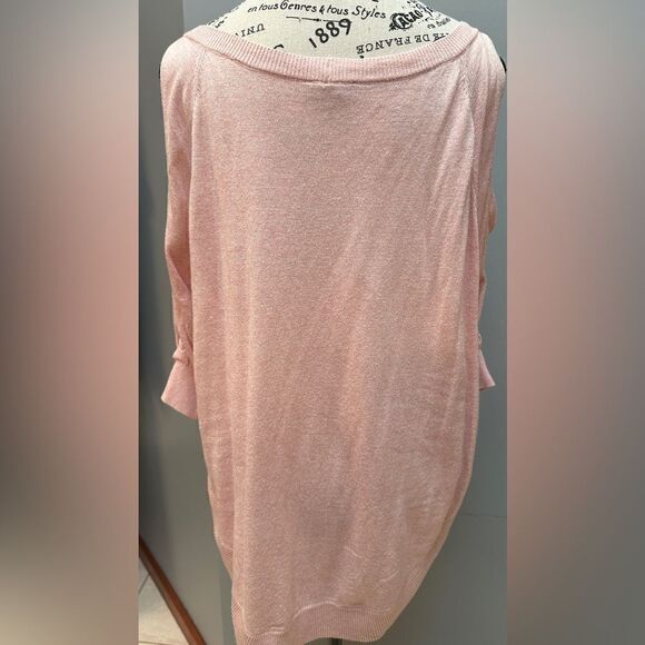 Express cold shoulder braided pink sweater.  Great condition.  Size small - Picture 3 of 4